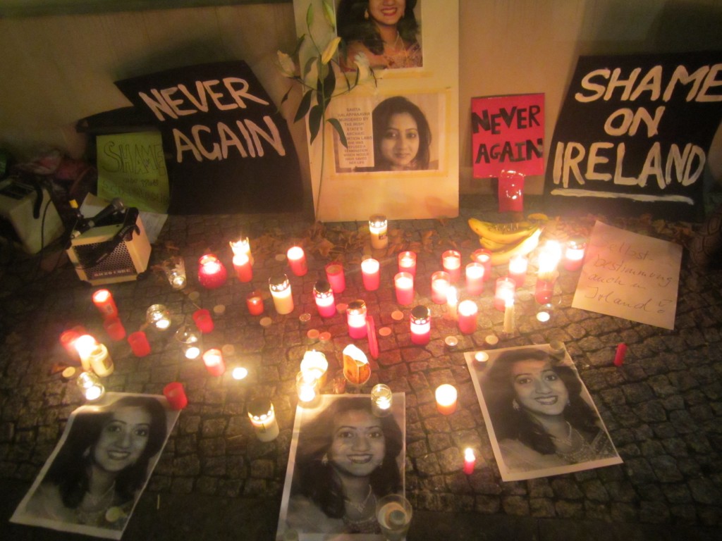 Candles have been laid for Savita at Irish Embassy, Berlin